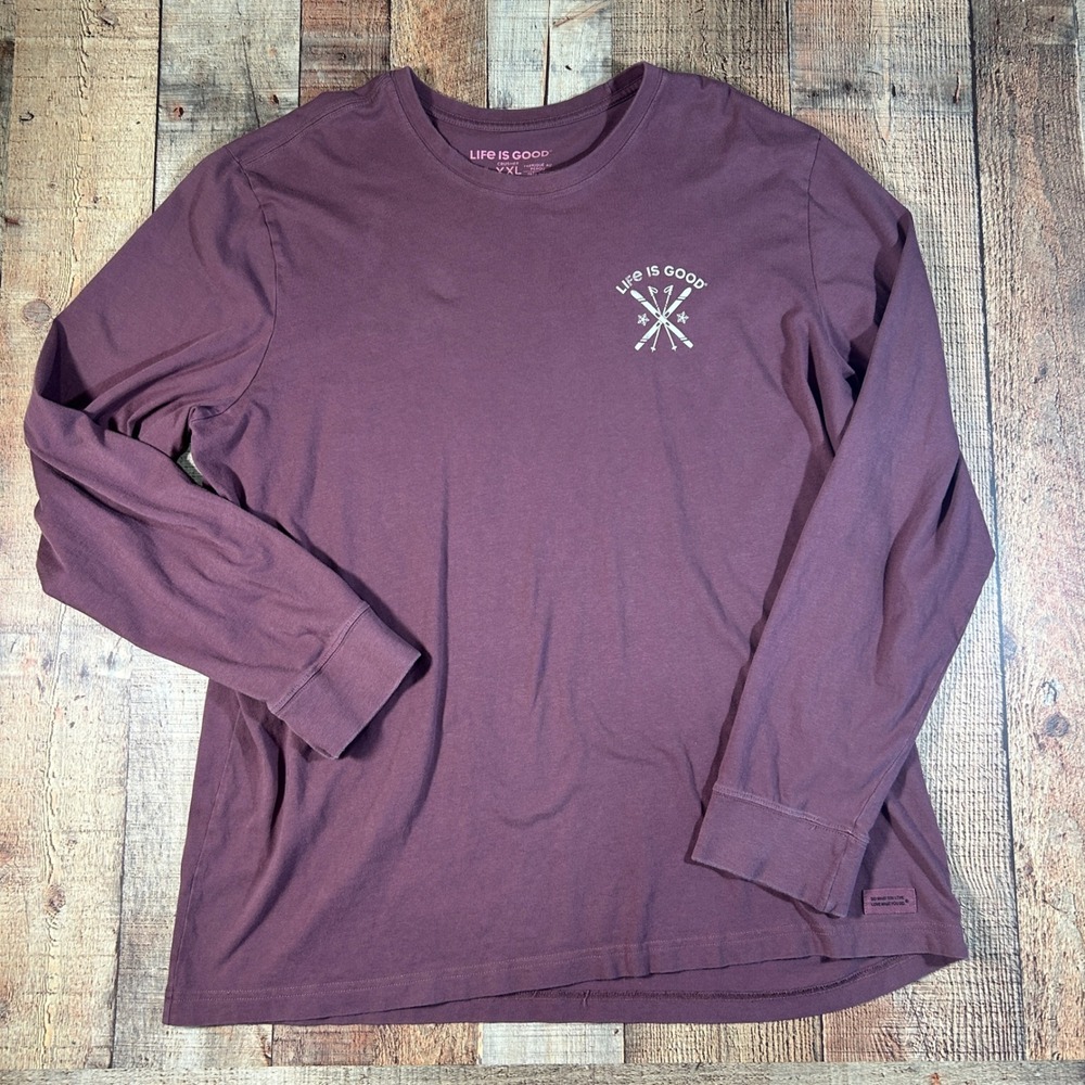 Life Is Good Purple Cotton Crusher Tee Let It Snow Ski Graphic Long Sleeve XXL
